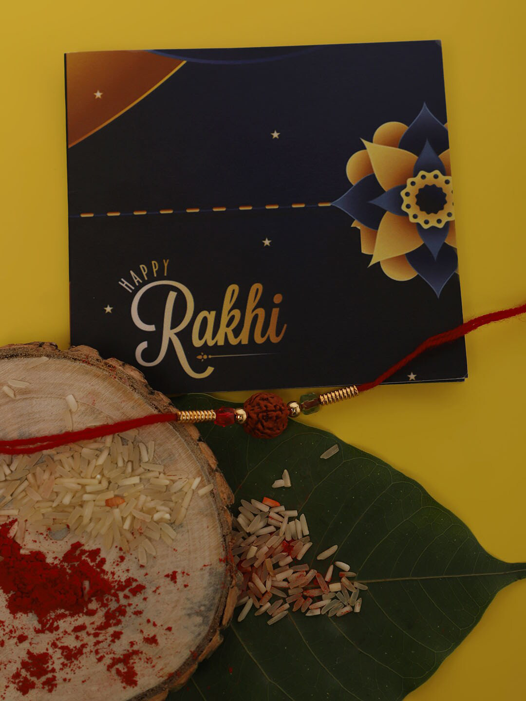 YouBella Men Red Rudaraksh Rakhi With Greeting Card