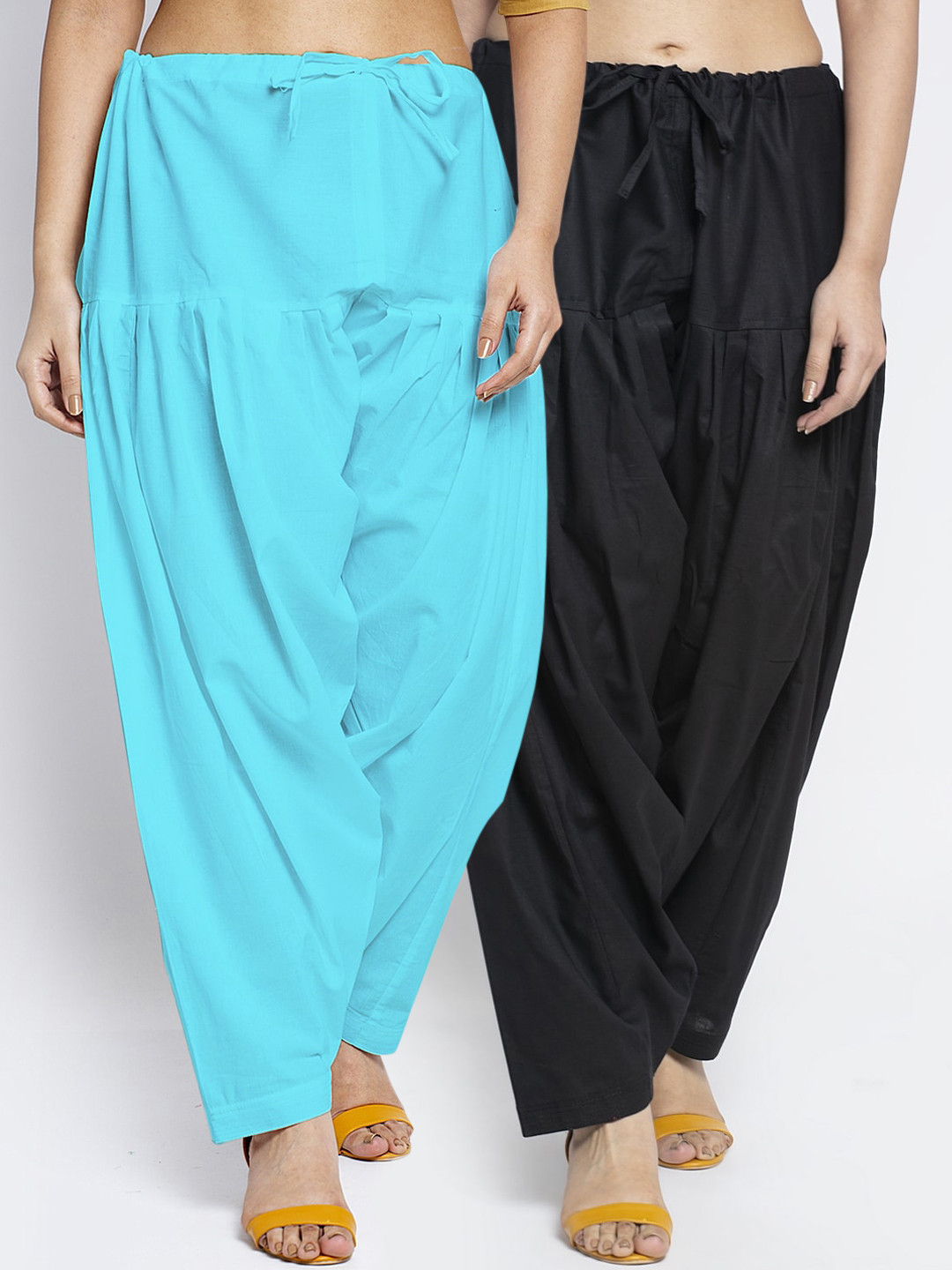 GRACIT Women Pack Of 2 Black and Blue Solid Pure Cotton Salwar