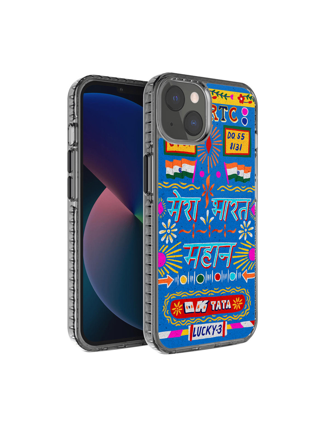 DailyObjects Black & Blue Printed iPhone 13 Back Cover