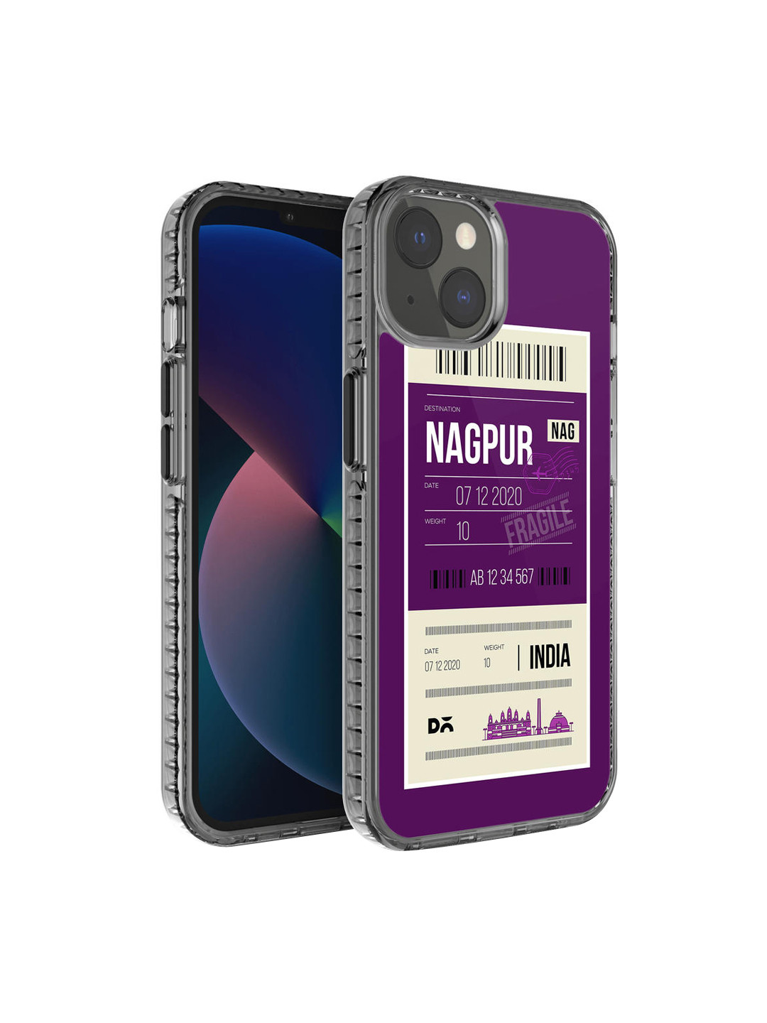 DailyObjects Purple & White Printed Nagpur City Tag Hybrid Clear iPhone 13 Phone Case