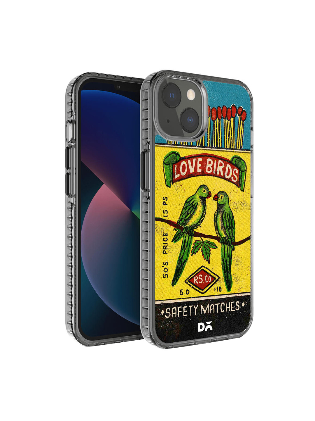 DailyObjects Yellow & Green Love Birds Matchbox Printed iPhone 13 Phone Case