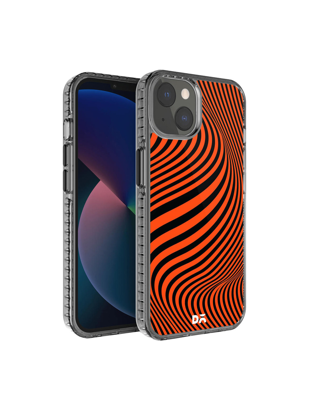 DailyObjects Black & Red Printed  Tangerine Waves Hybrid Clear iPhone 13 Phone Case