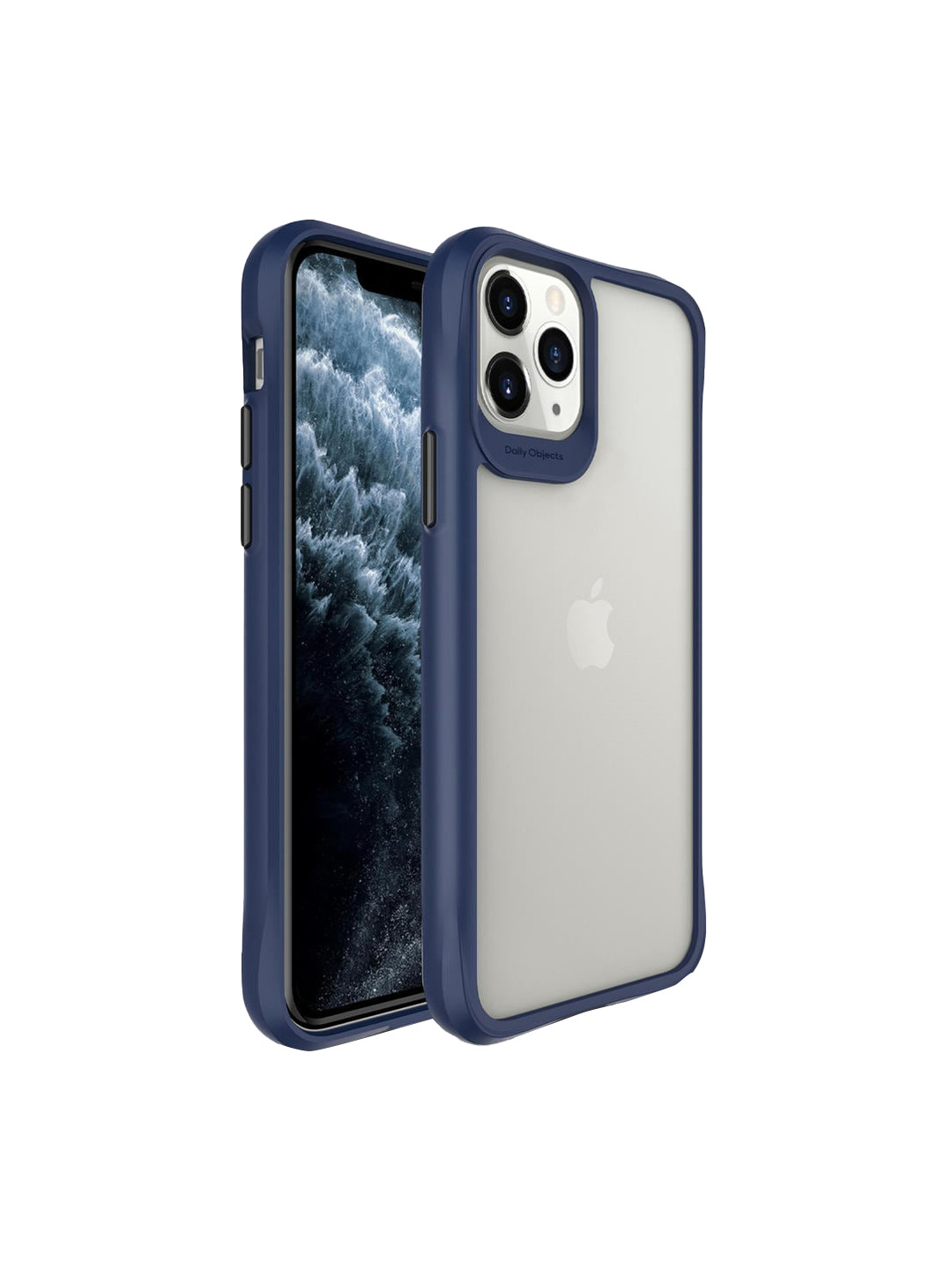 Daily Objects Transparent Solid  Blue Hybrid Clear Case Cover iPhone 11 Pro Back Case