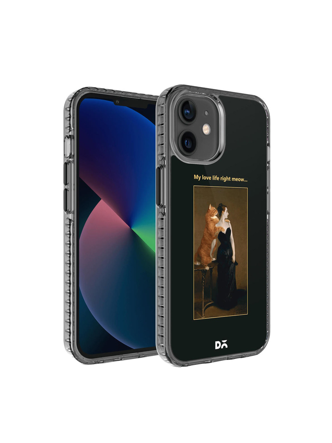 DailyObjects Black Love Life Meow Stride Printed IPhone 12 Back Case