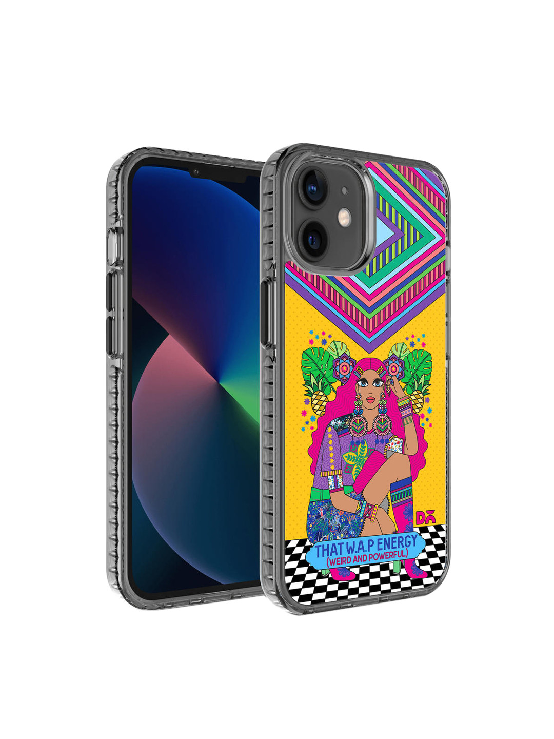 DailyObjects Yellow & Purple Printed  Weird & Powerful  iPhone 12 Phone Case