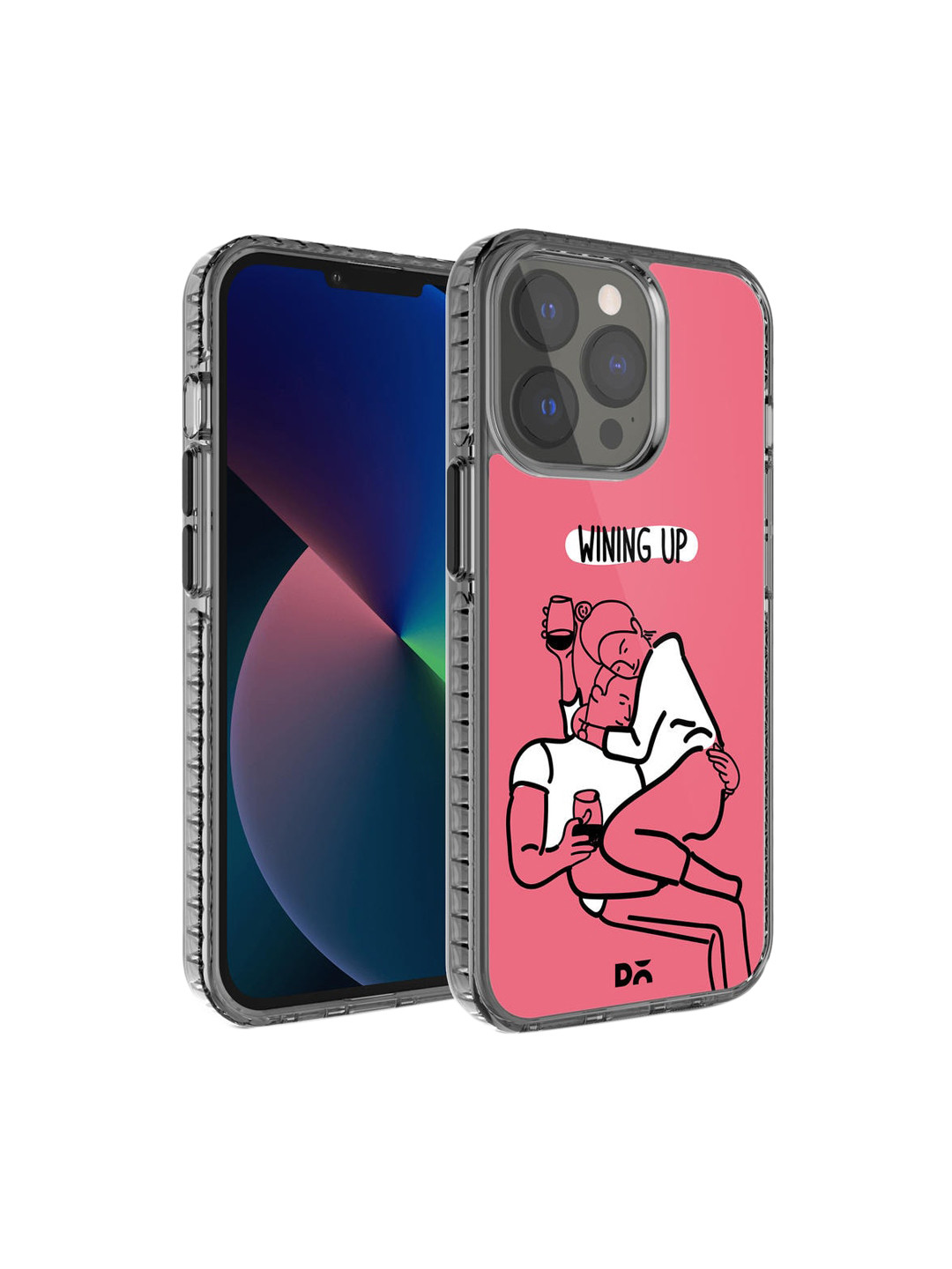 DailyObjects Black & Peach Printed Wining Up Hybrid Clear iPhone 13 Pro Phone Case