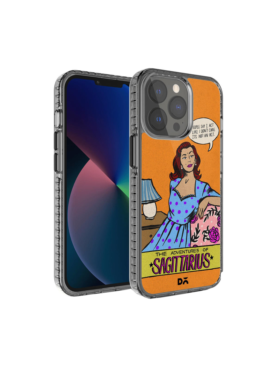 DailyObjects Orange & Blue Printed Sagittarius Hybrid Clear iPhone 13 Pro Max Phone Case