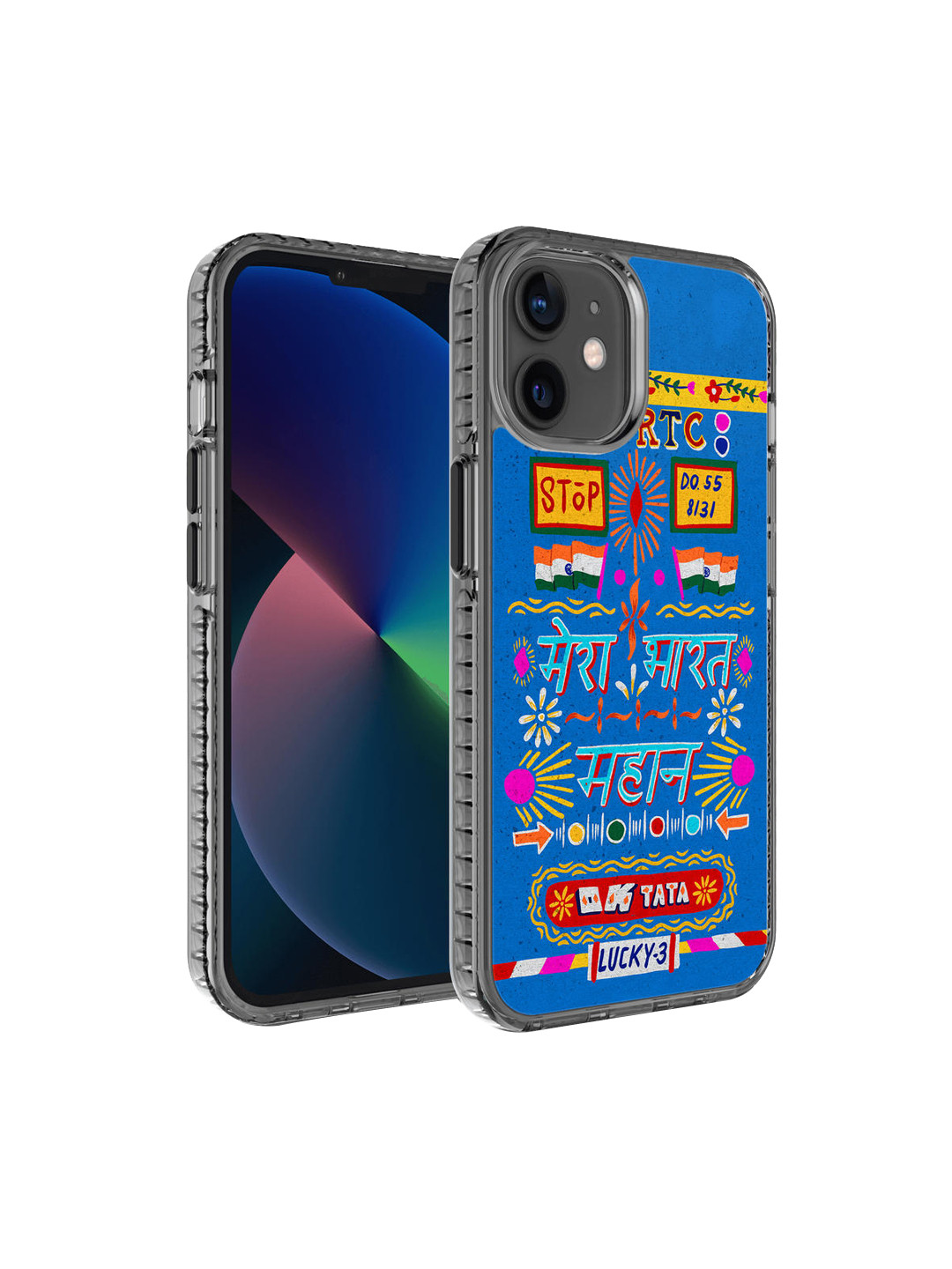 DailyObjects Blue & Orange Printed iPhone 12 Mini Back Case