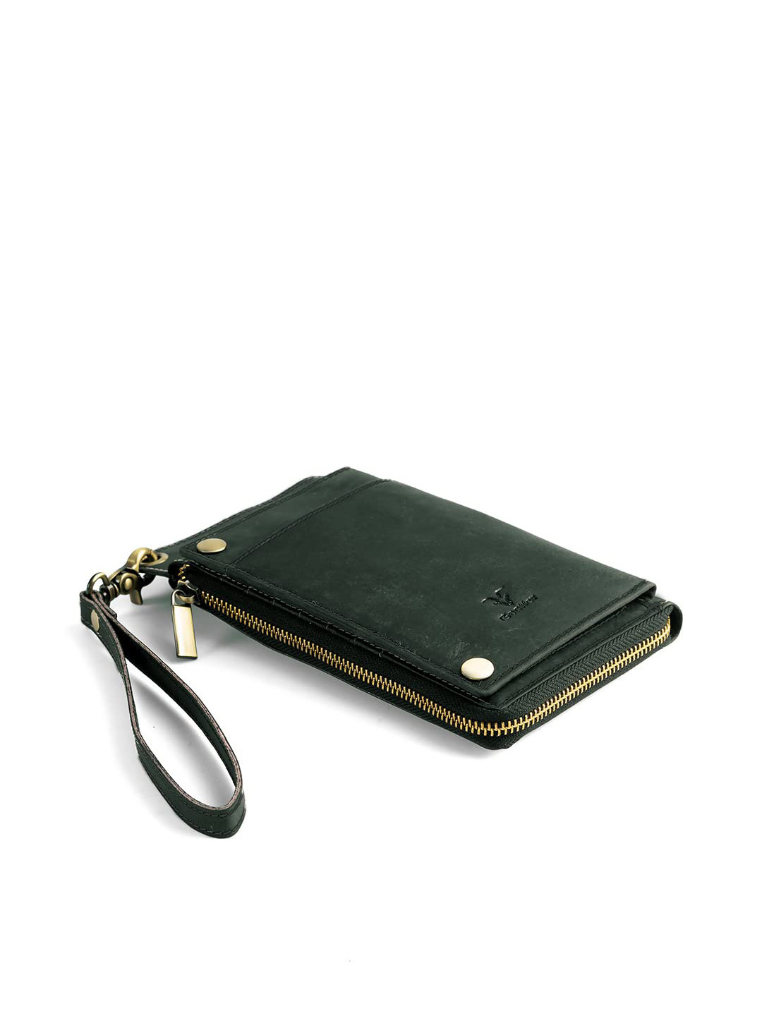 Goatter Men Green & Black Leather Passport Holder & Cards And Mobile Holder