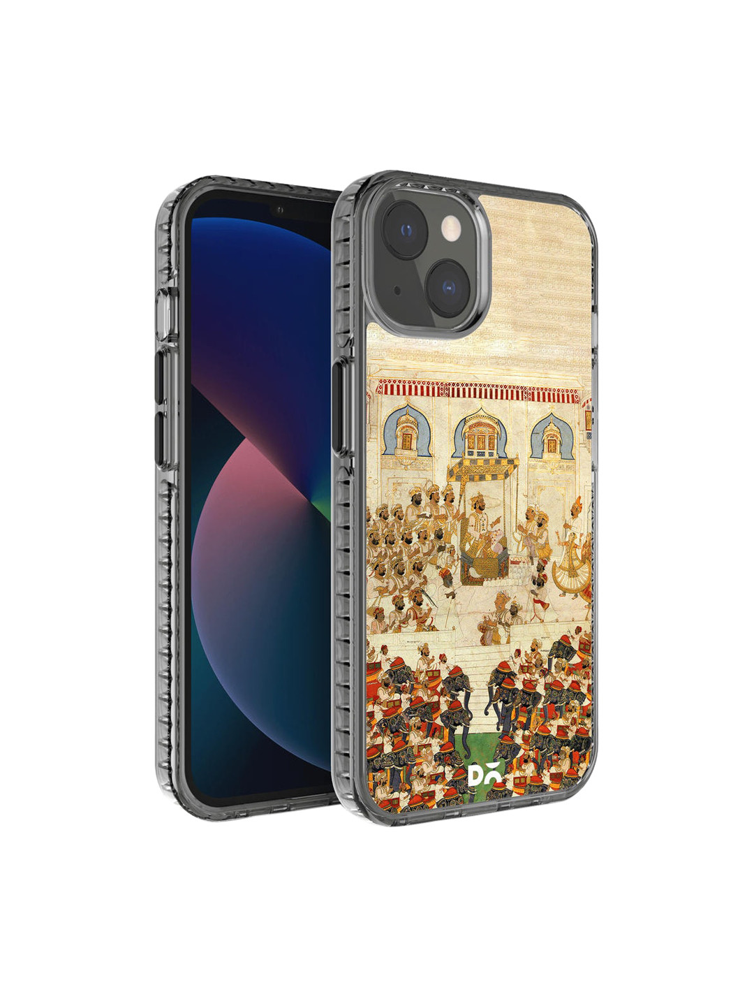 DailyObjects Beige & Black Royal Decree Stride Printed IPhone 13 Mini Back Case