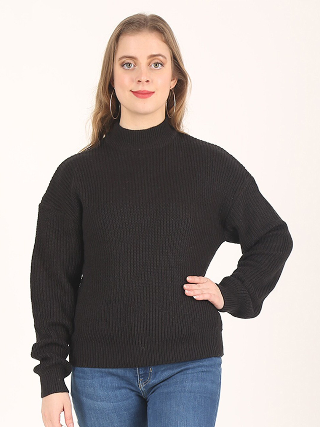 NoBarr Women Black Turtle neck Sweater
