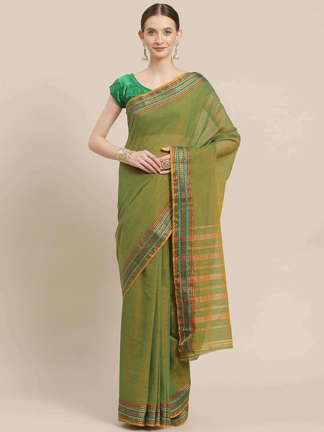 Ishin Green Zari Saree