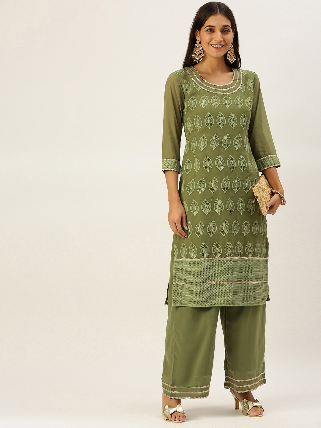 Green Chikankari Kurta - Buy Green Kurti Palazzo Set, Mens Kurta