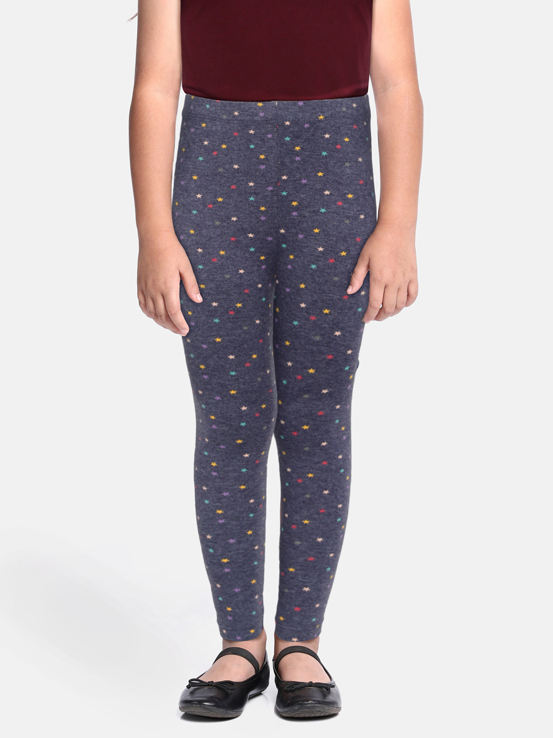 DILLINGER Girls Navy Blue Star Printed Cotton Track Pants