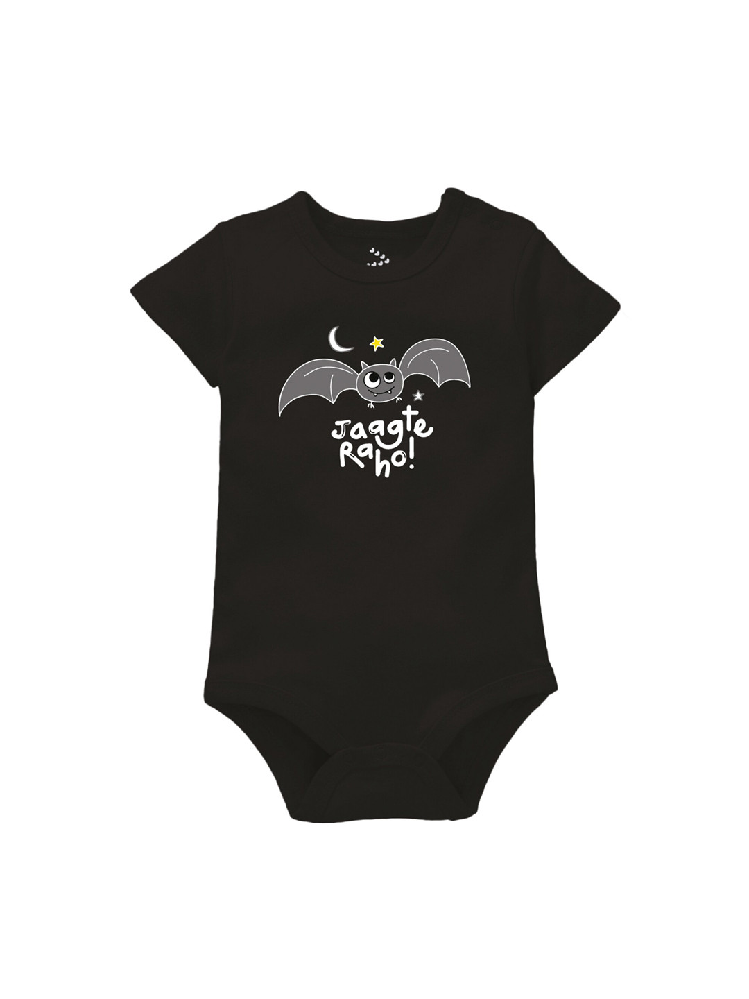 Zeezeezoo Infant Black Jaagte Raho Printed Pure Cotton Body suit