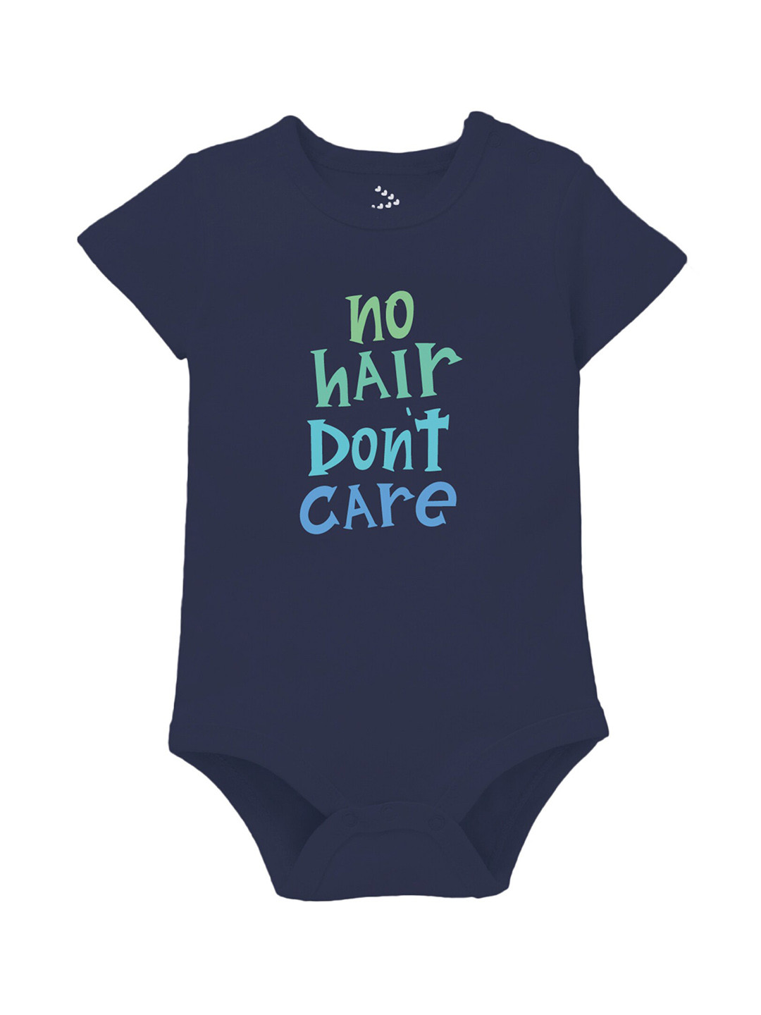 Zeezeezoo Infant Navy Blue No Hair Dont Care Printed Cotton Body suit
