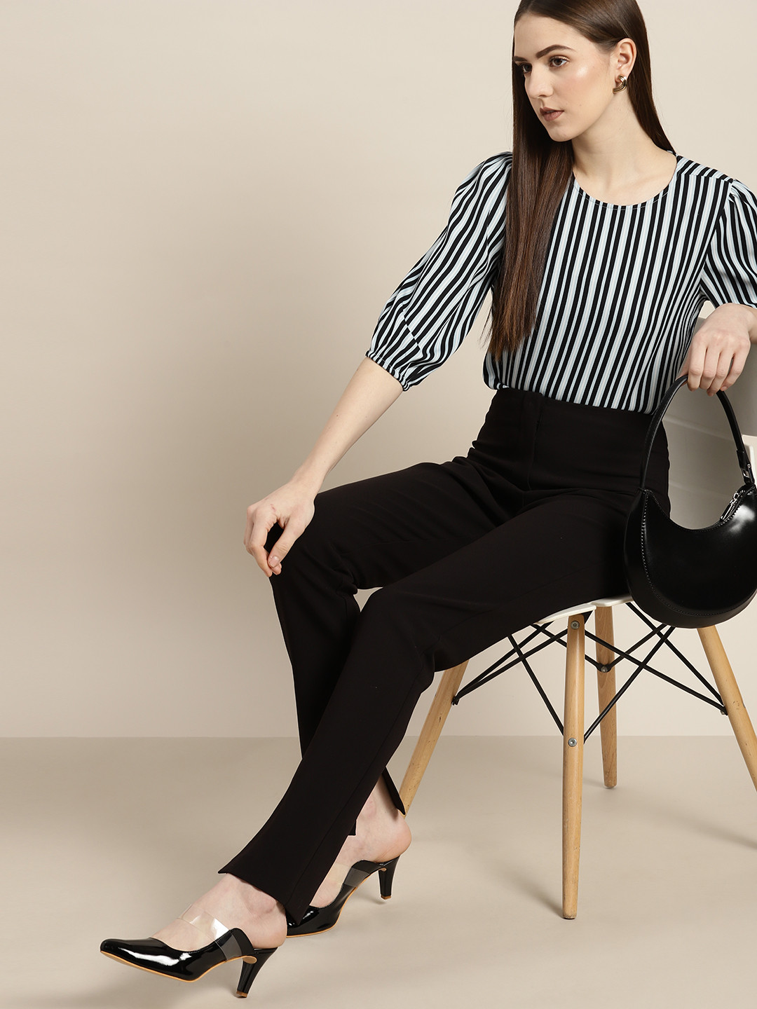 her by invictus Striped Puff Sleeves Top