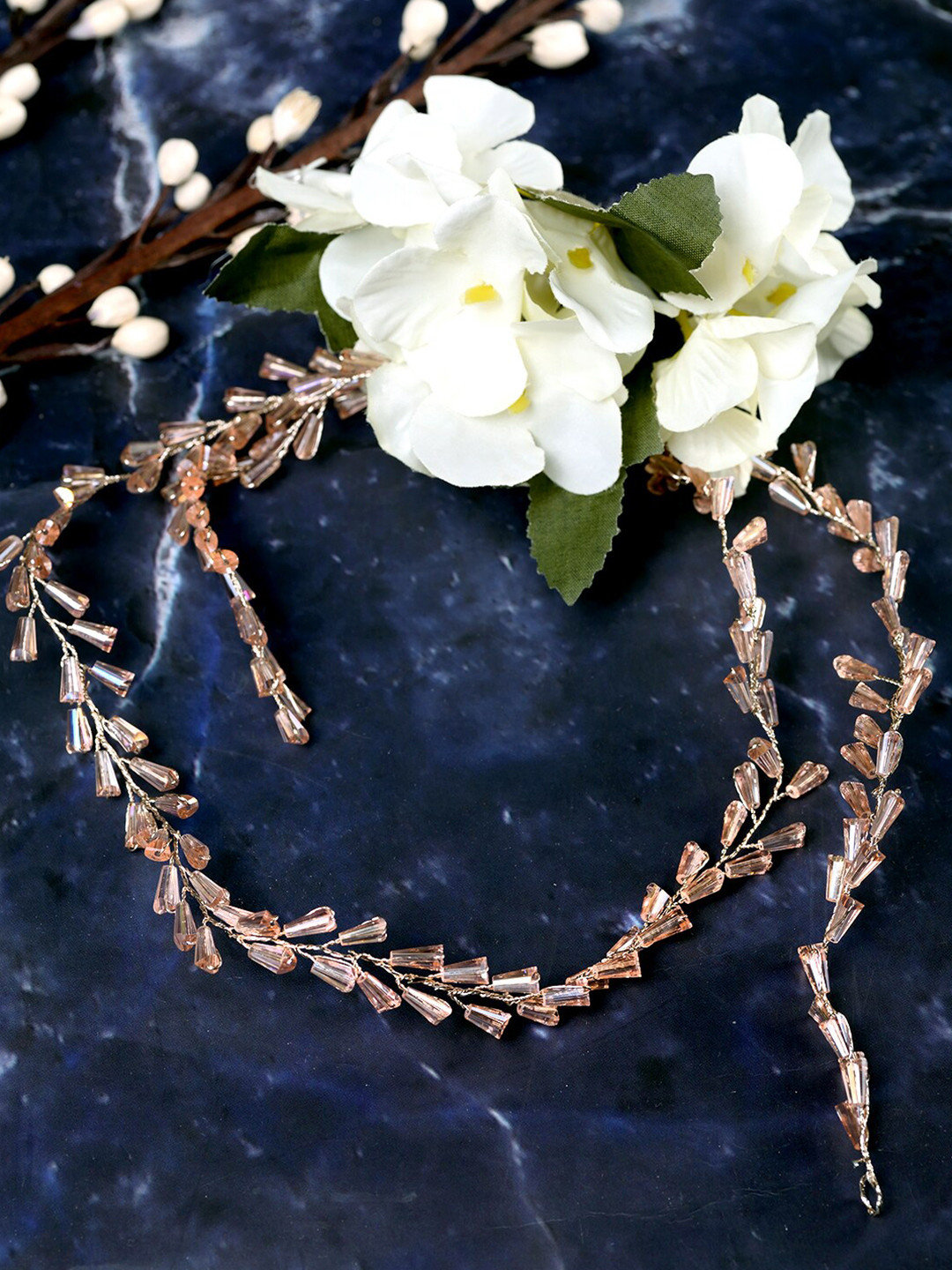 Saraf RS Jewellery Women Pink & Gold-Toned Tiara