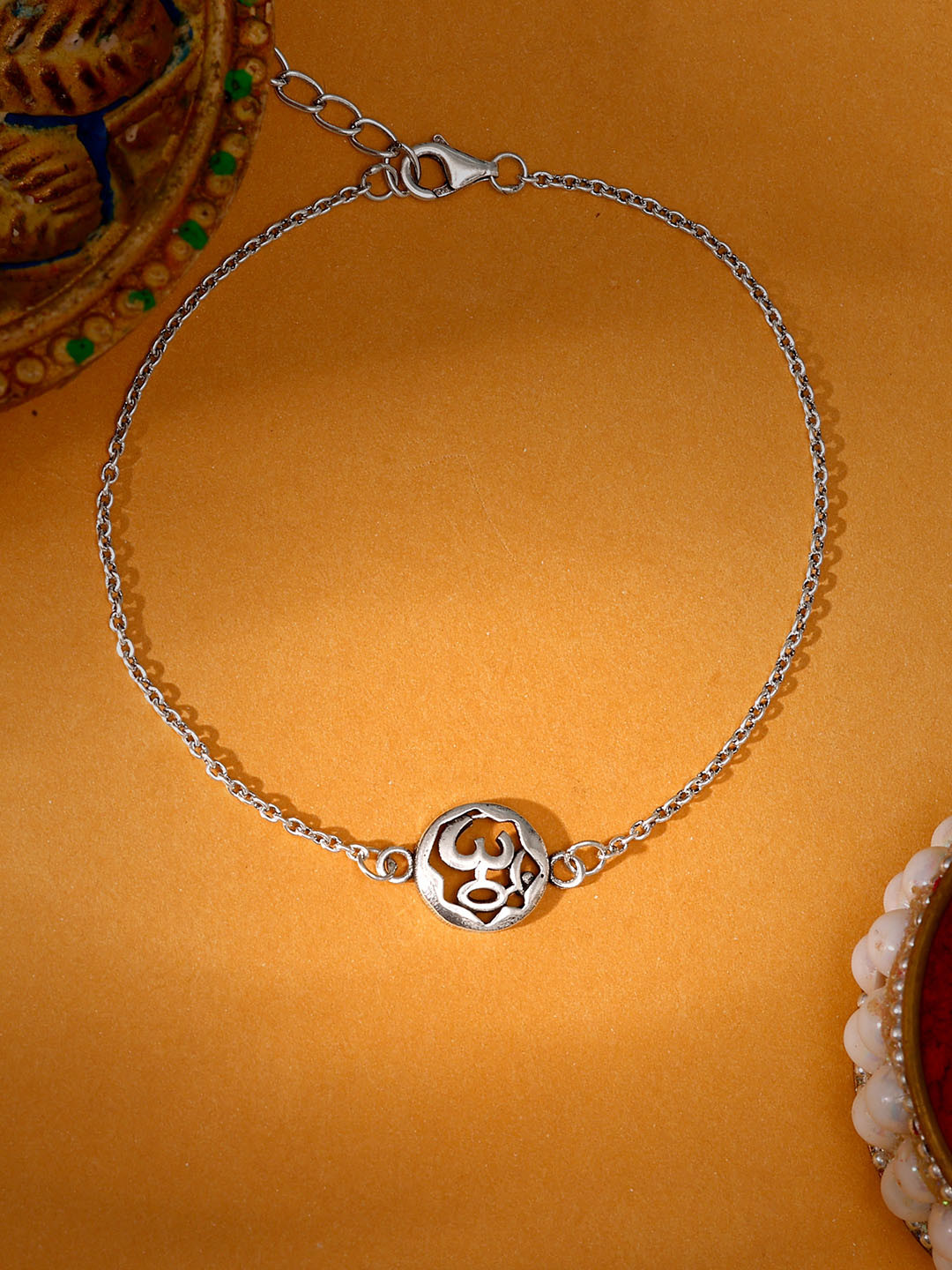 GIVA 925 Sterling Silver Rhodium Plated Om Sphere Rakhi