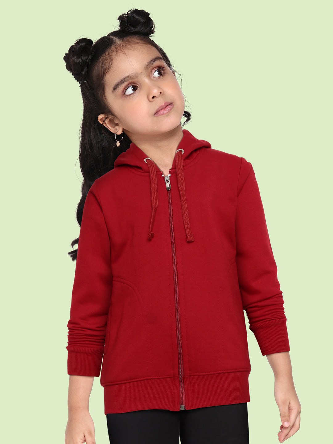 ADBUCKS Girls Maroon Hooded Sweatshirt