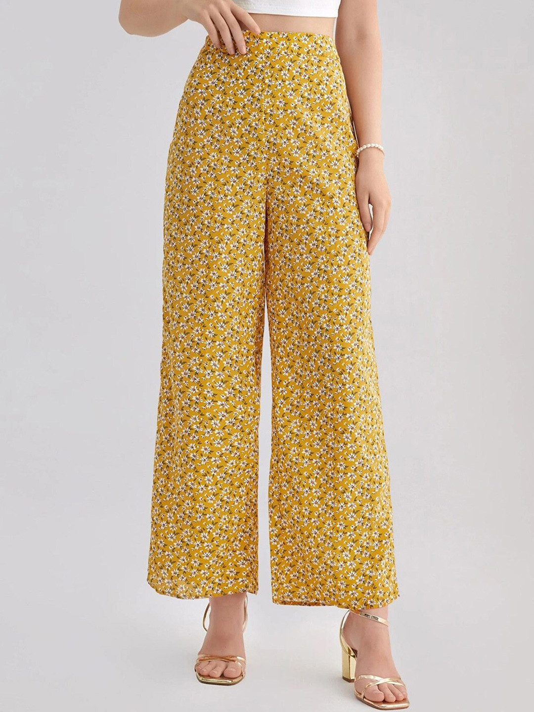 Liberty Floral Belted Pant yellow small