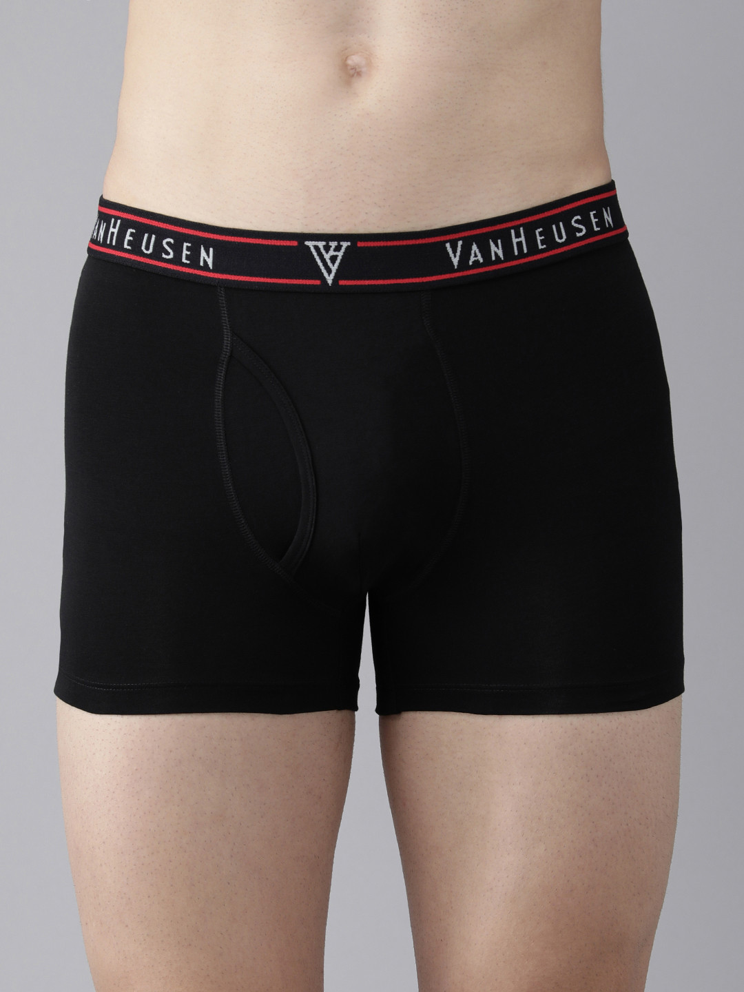 Van Heusen Innerwear Men Pure Black Solid Colour Fresh Open Fly Trunk