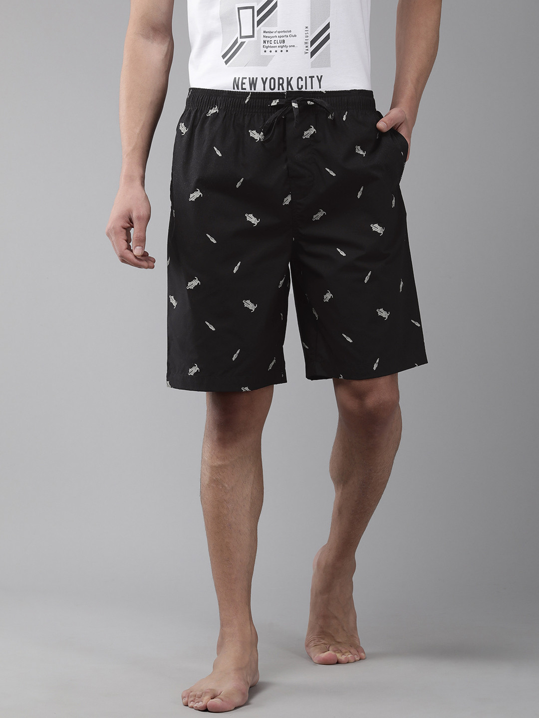 Van Heusen Innerwear Athleisure Men ASP-16 Allover Print Soft Suede Touch Lounge Shorts