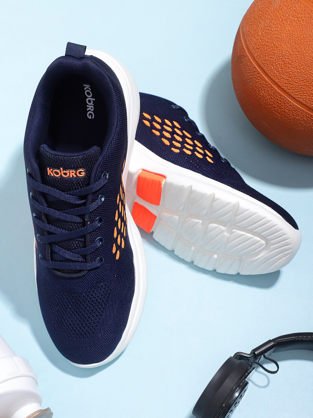 Koburg Men Navy Blue Mesh Running Non-Marking Shoes