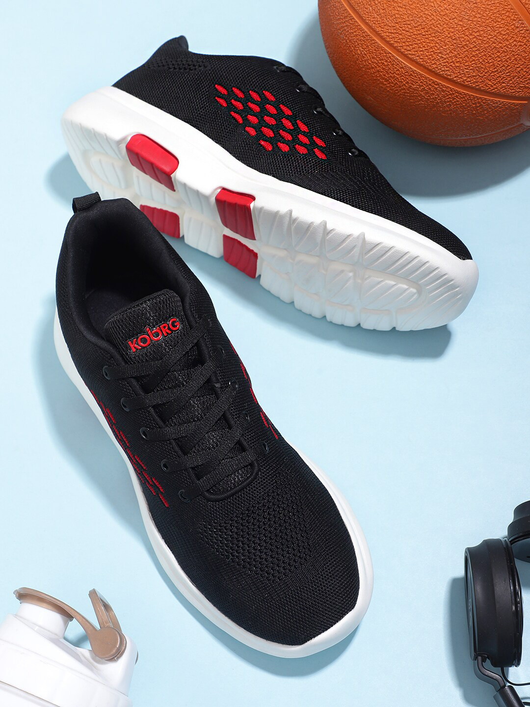 Koburg Men Black Mesh Running Non-Marking Shoes