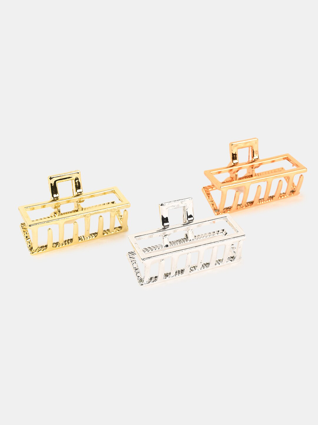 BuckleUp Women Gold-Toned & Silver-Toned Set of 3 Claw Clip