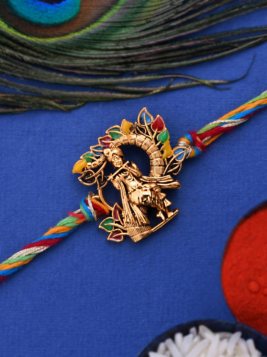 Dare by Voylla Deity Inspired Lord Krishna Rakhi with Colorful threads