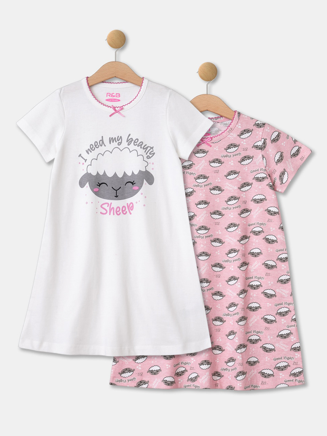 R&B Girls Pack of 2 Printed Nightdress