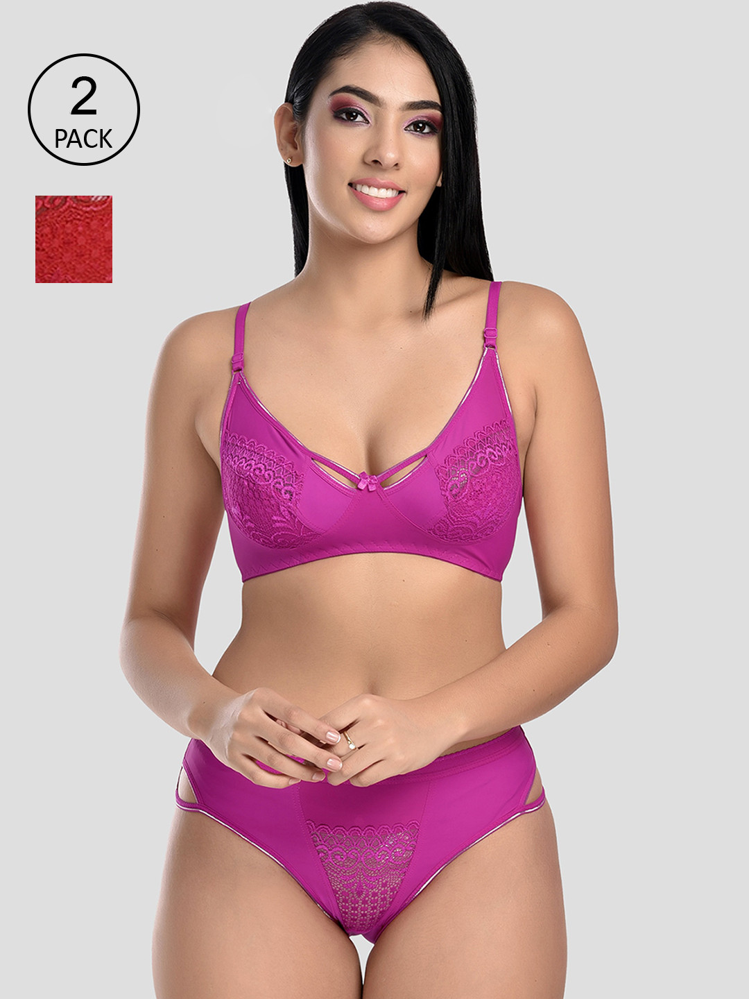 StyFun Women Set Of 2 self design Lingerie Set