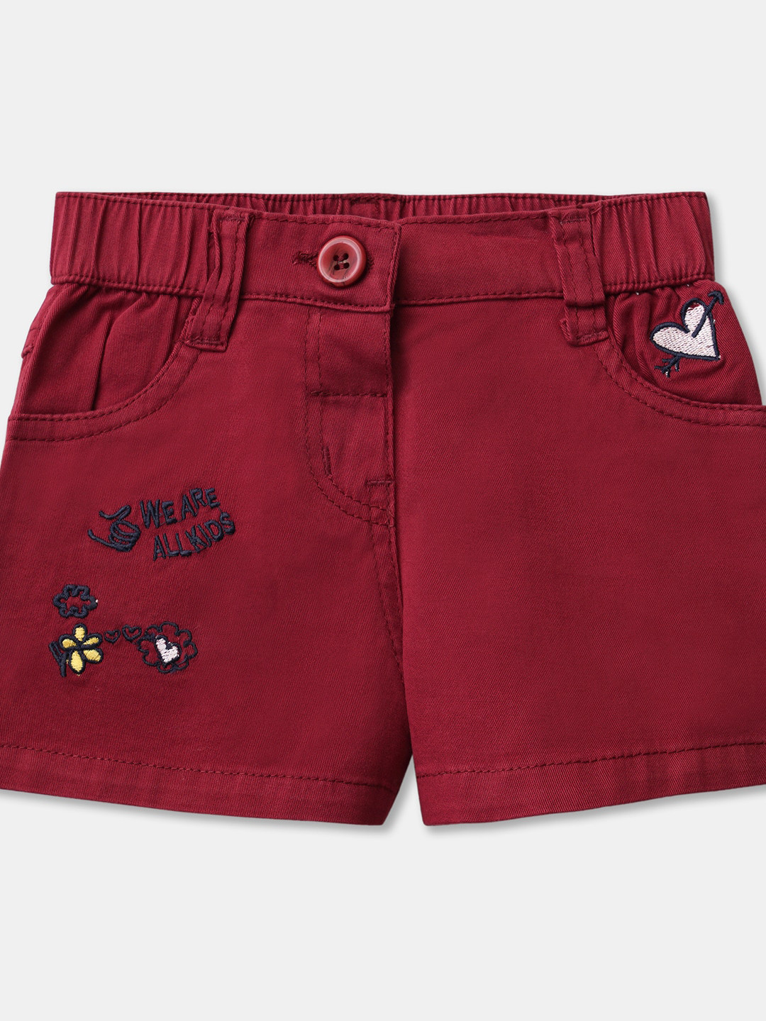 R&B Girls Burgundy Denim Shorts