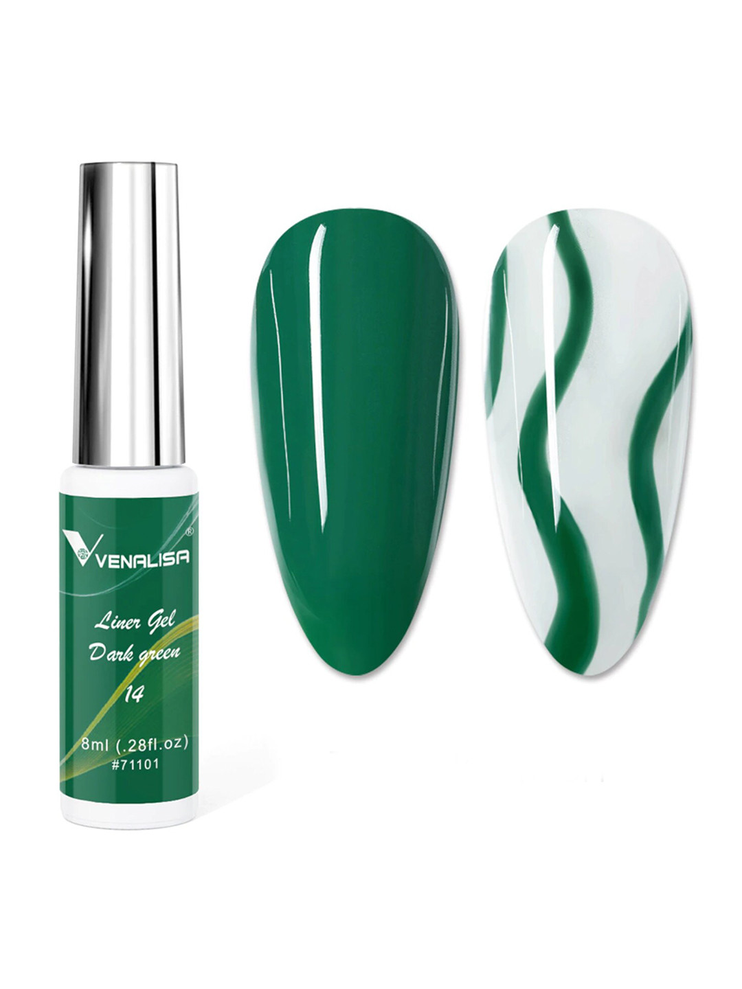 VENALISA Soak Off UV & LED Painting Liner Gel Nail Polish -  14 Dark Green 8ml