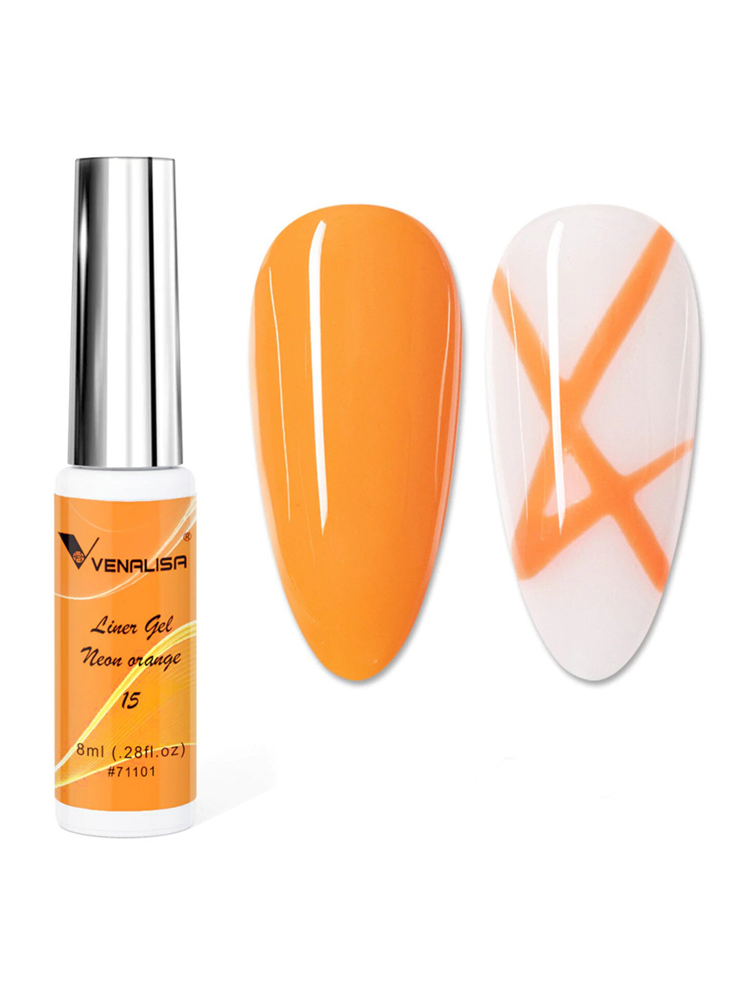 VENALISA Soak Off UV & LED Nail Art Liner Gel Nail Polish 8 ml - Neon Orange 15