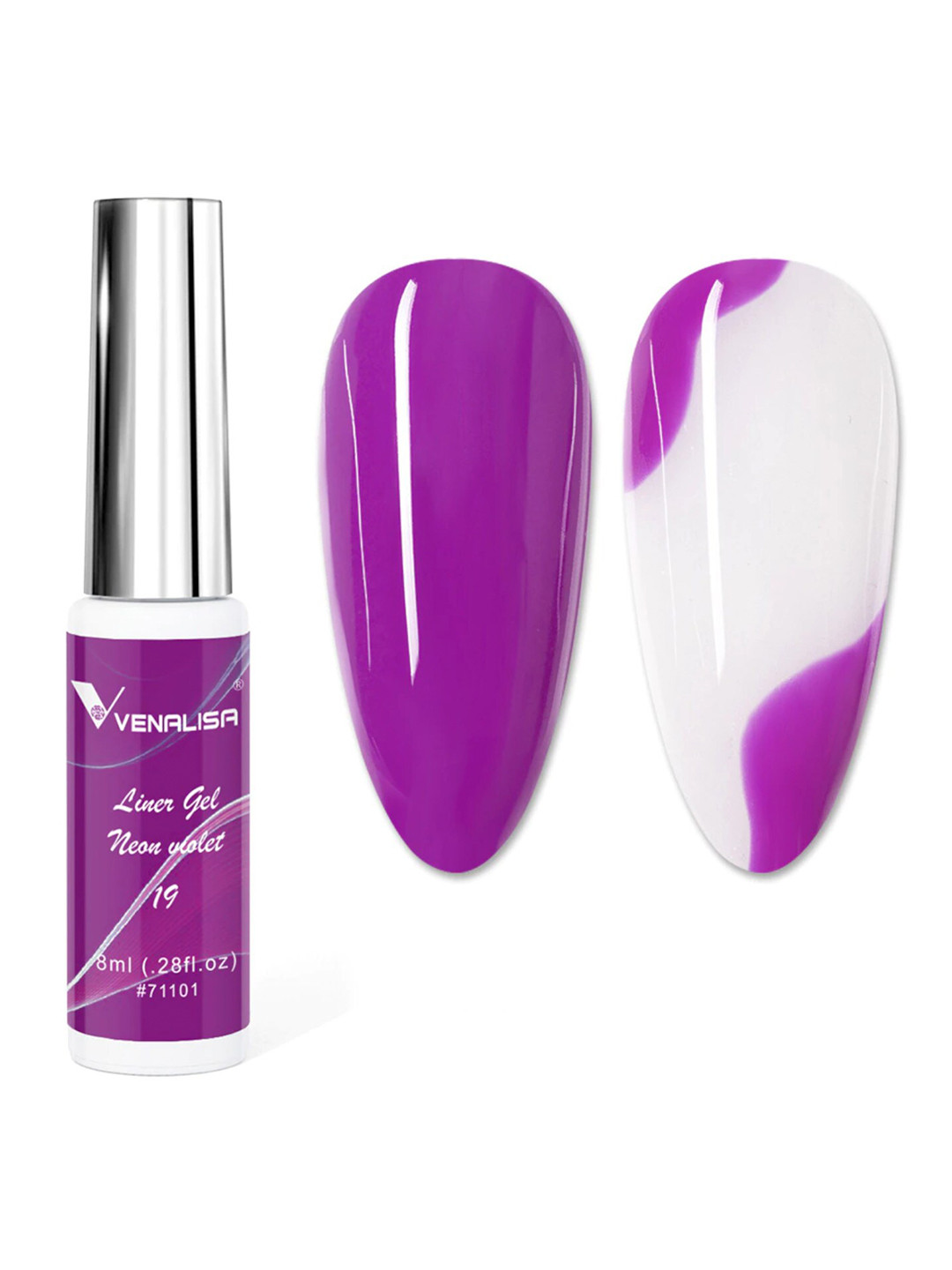 VENALISA Soak Off UV & LED Nail Art Liner Gel Nail Polish 8 ml - Neon Violet 19