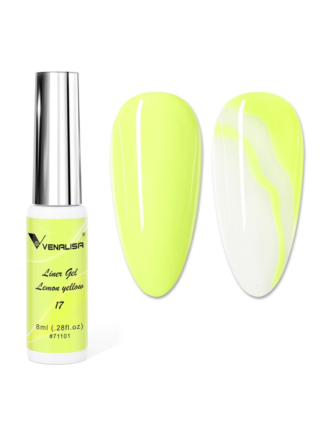 VENALISA Soak Off UV & LED Nail Art Liner Gel Nail Polish 8 ml - Lemon Yellow 17