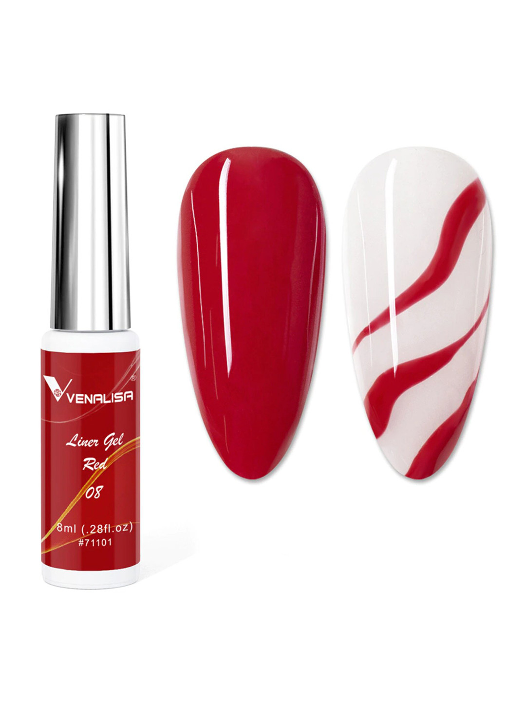 VENALISA Soak Off UV & LED Nail Art Liner Gel Nail Polish 8 ml - Red 08