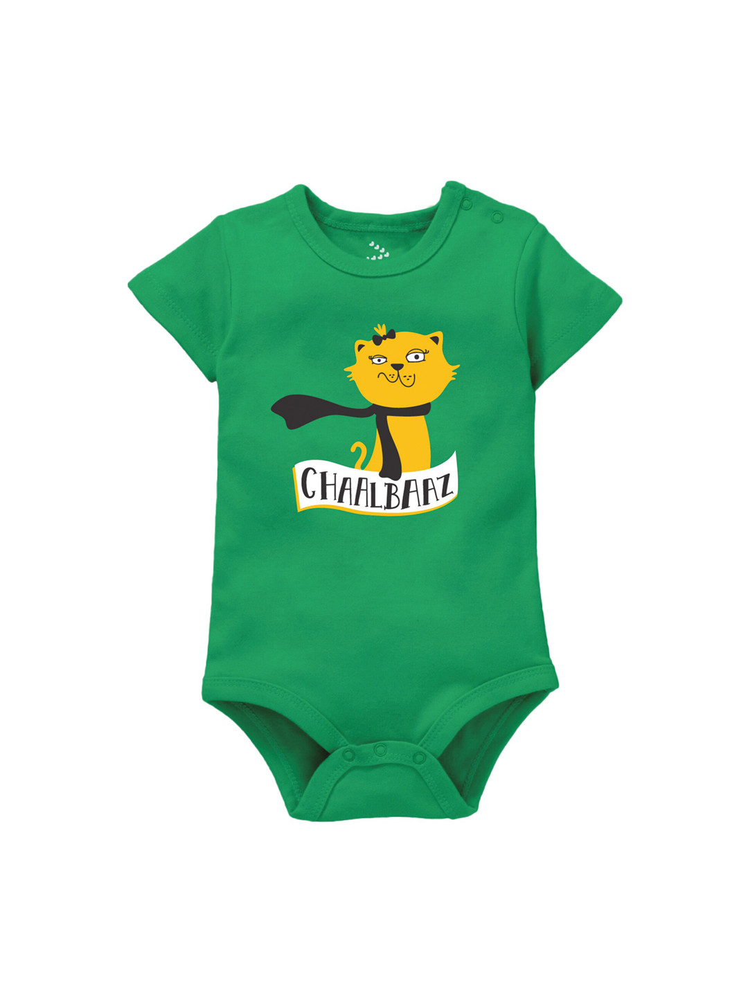 Zeezeezoo Kids Green Chaalbaaz Printed Cotton Bodysuit