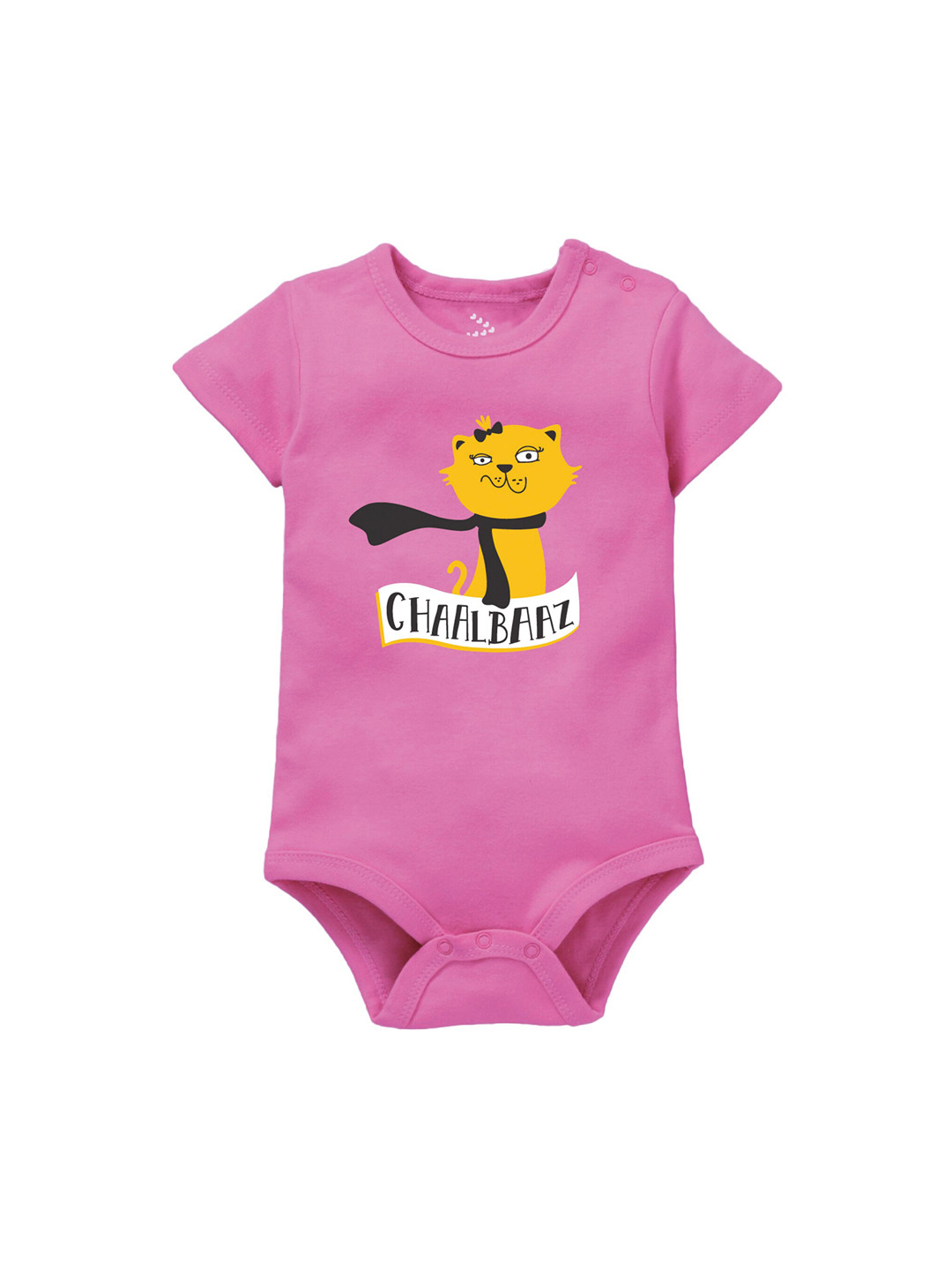 Zeezeezoo Infant Pink & Yellow Chaalbaaz Printed Cotton Bodysuit