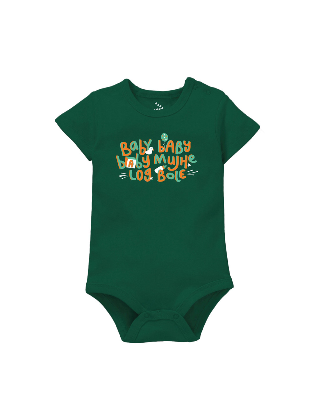 Zeezeezoo Infant Green Baby Baby Typograph Printed Cotton Bodysuit