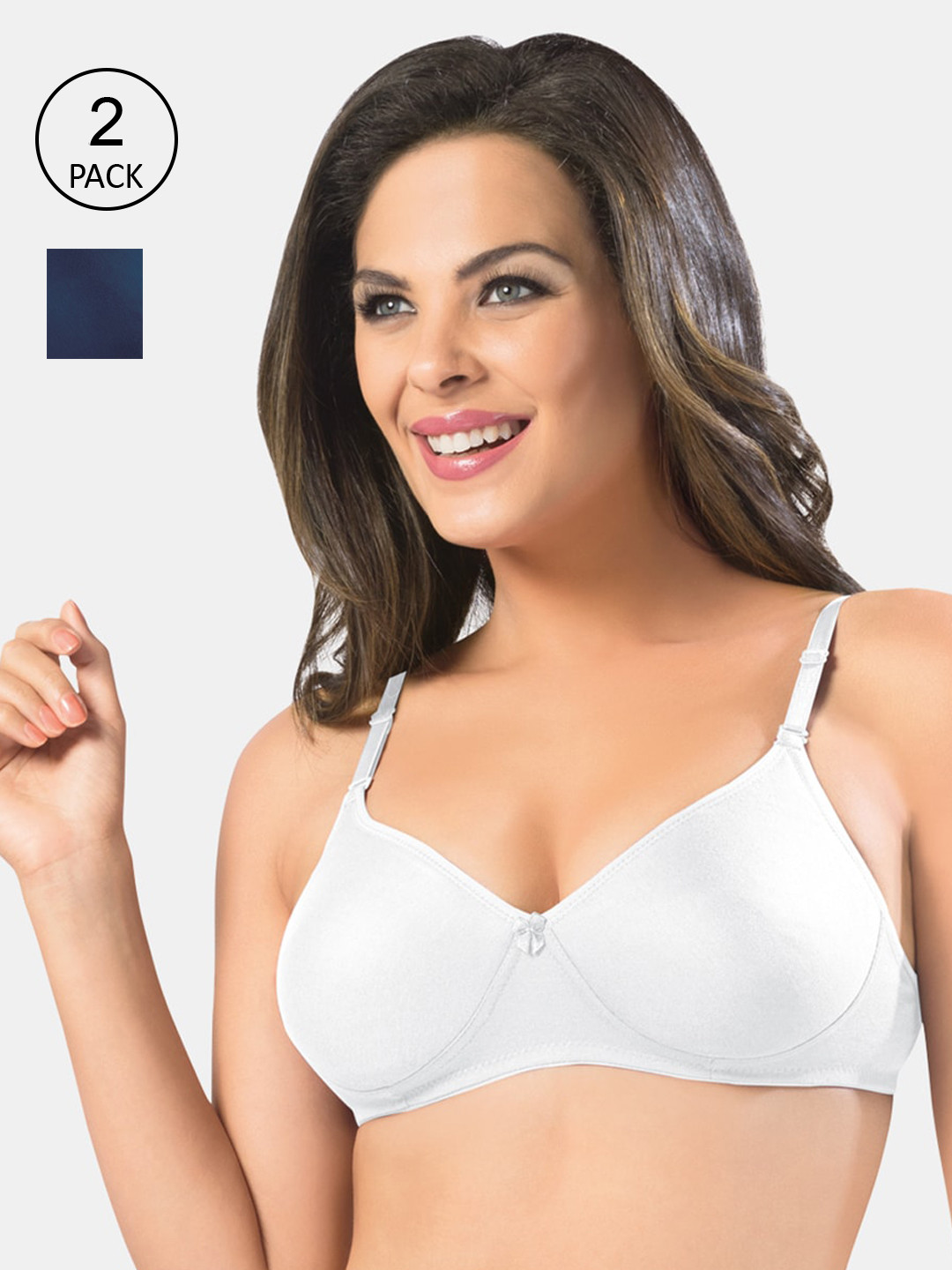 Sonari White & Navy Blue Bra Lightly Padded