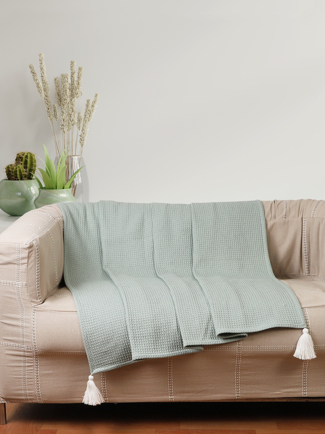 Jamio Firati Green Solid Cotton Throws