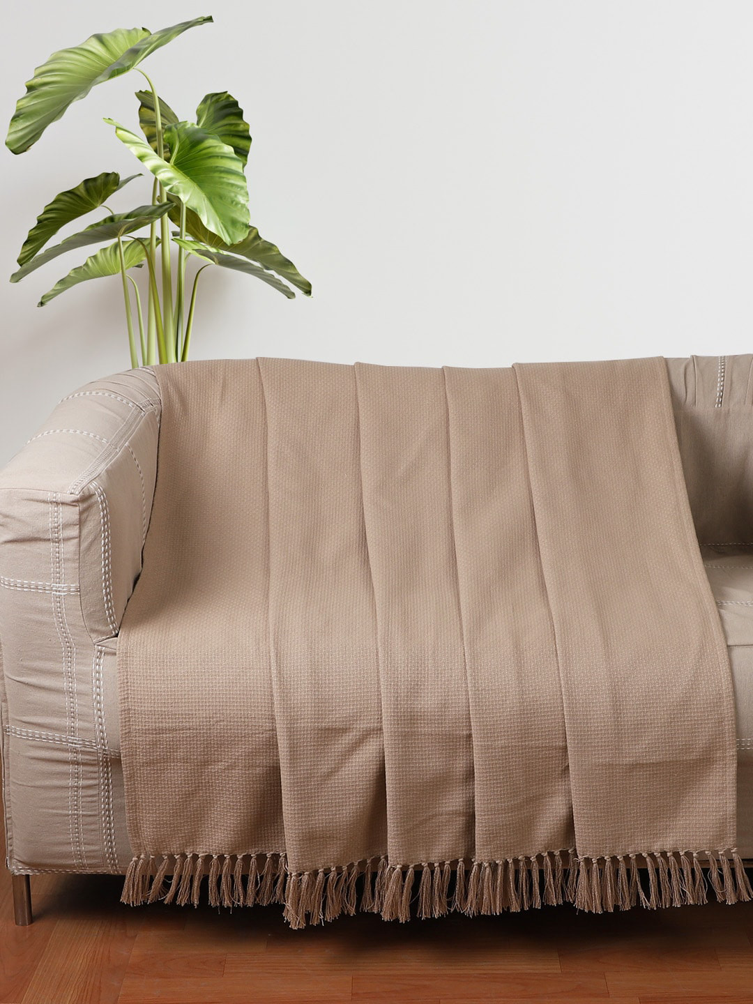 Jamio Firati Brown Self-Design Pure Cotton Blanket