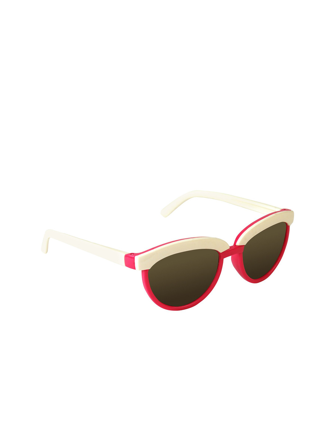 Spiky Unisex Kids Brown Lens & White Cateye Sunglasses with Polarised Lens Zp03_Wht_Pink-White