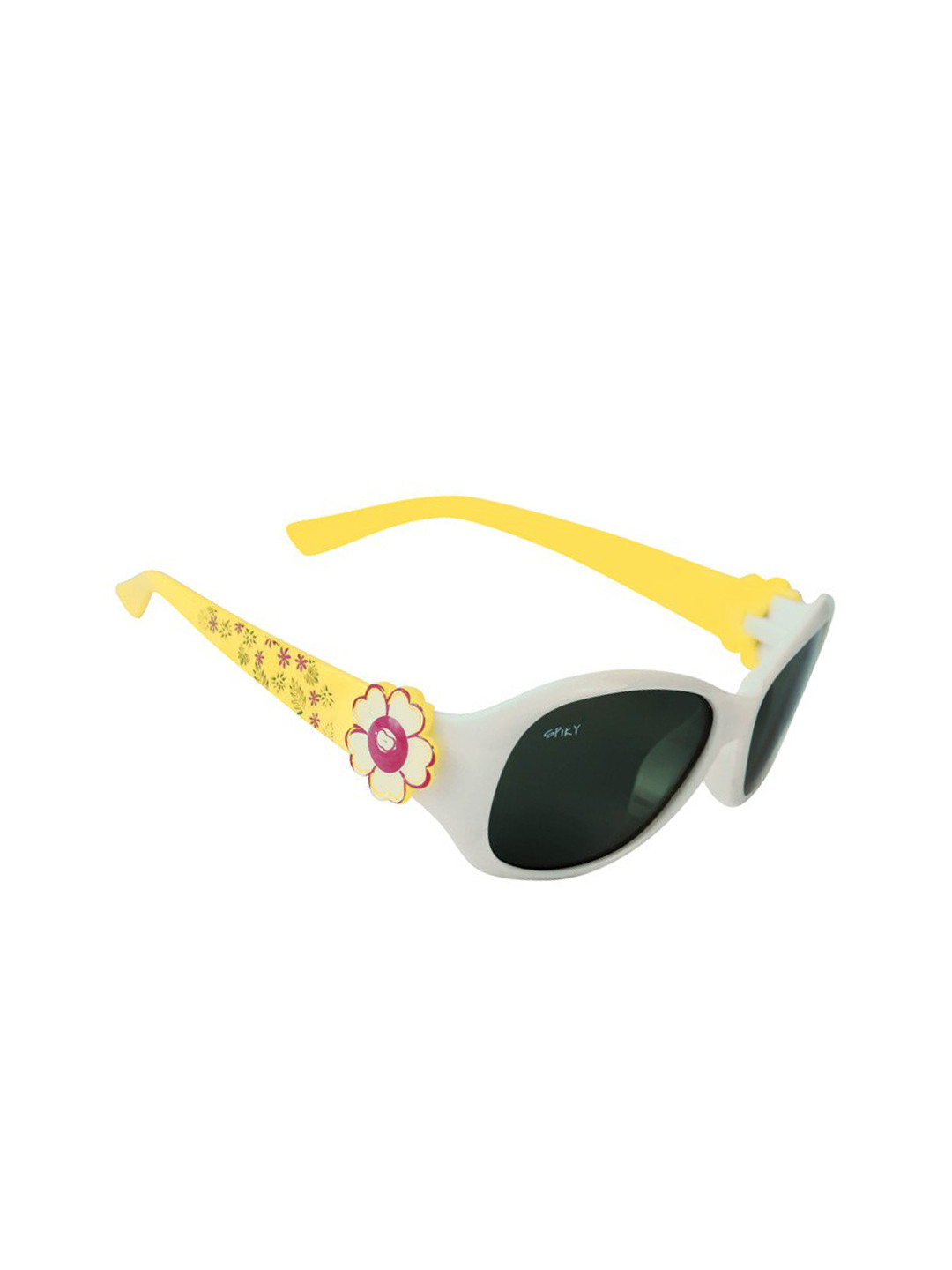 Spiky Unisex Kids Grey Lens & White Rectangle Sunglasses with Polarised Lens