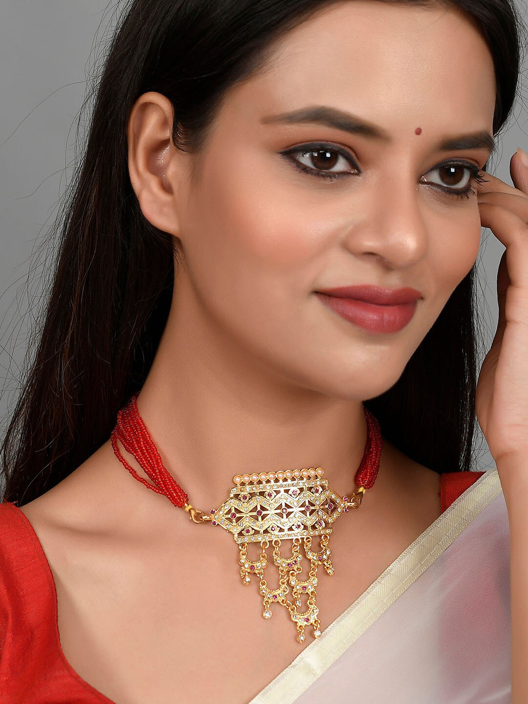 Silvermerc Designs Gold-Toned & Red Brass Gold-Plated Necklace