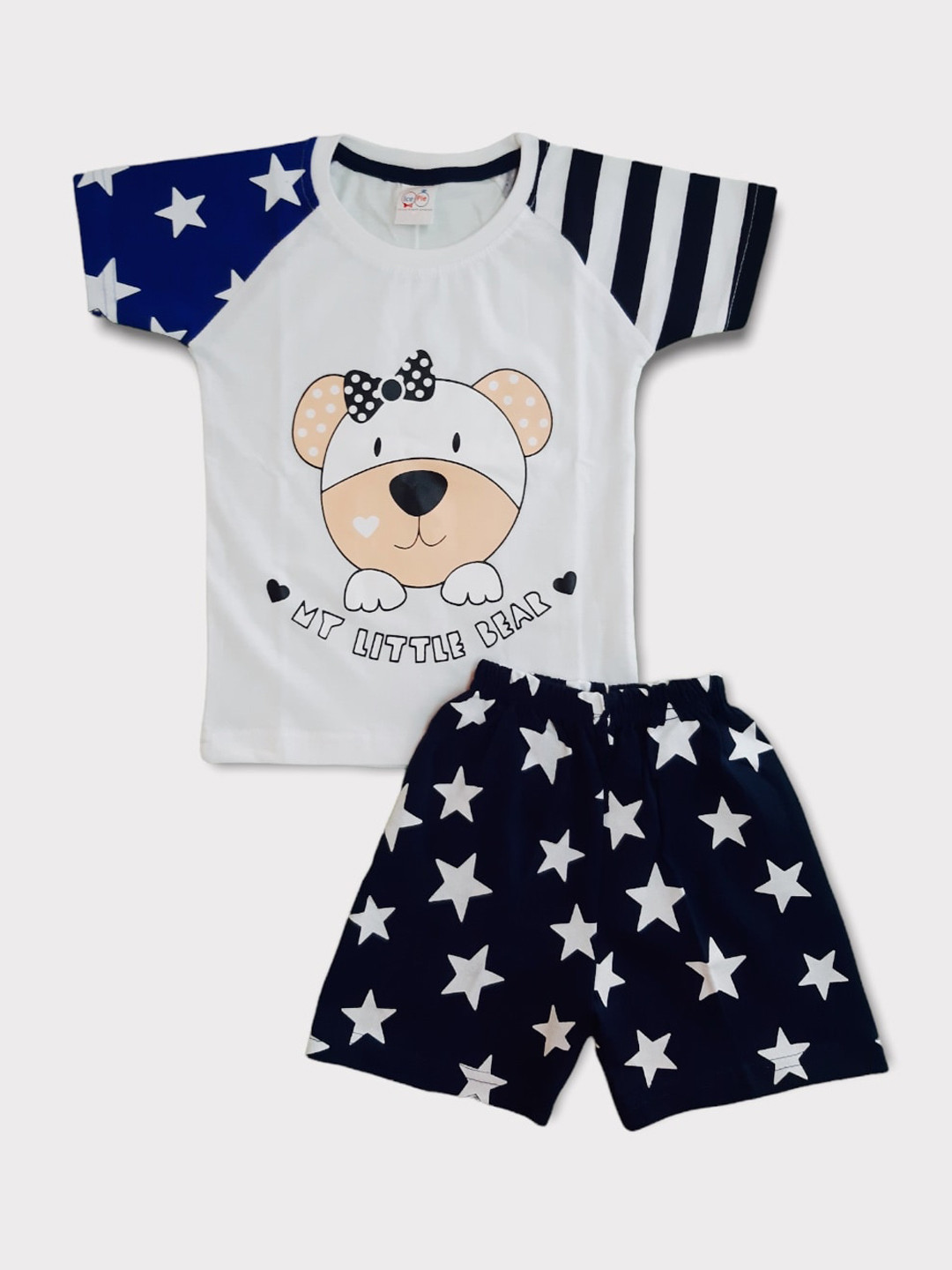 IcePie Boys Navy Blue & Grey Printed T-shirt with Shorts
