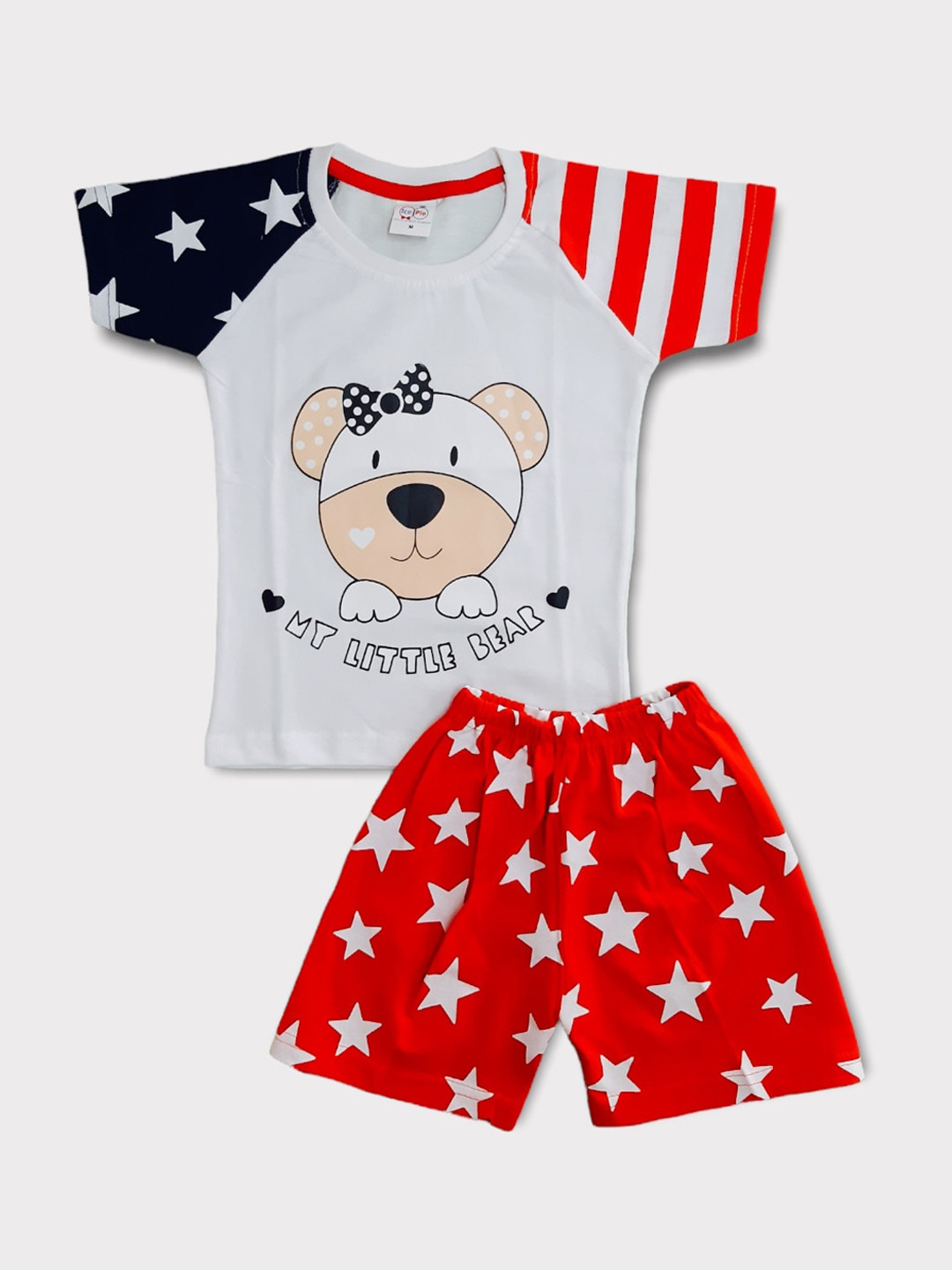 IcePie Boys Red & Grey Printed T-shirt with Shorts